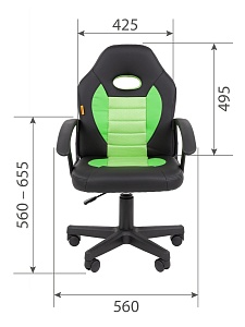 Детское компьютерное кресло CHAIRMAN KIDS 111, экокожа, черный/зеленый